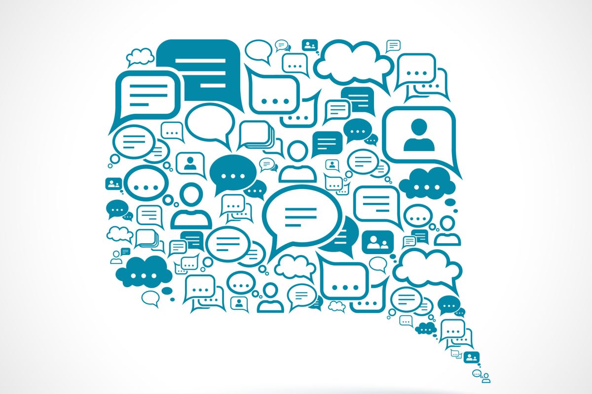 Chat communication speech talk text bubble communication concept vector illustration